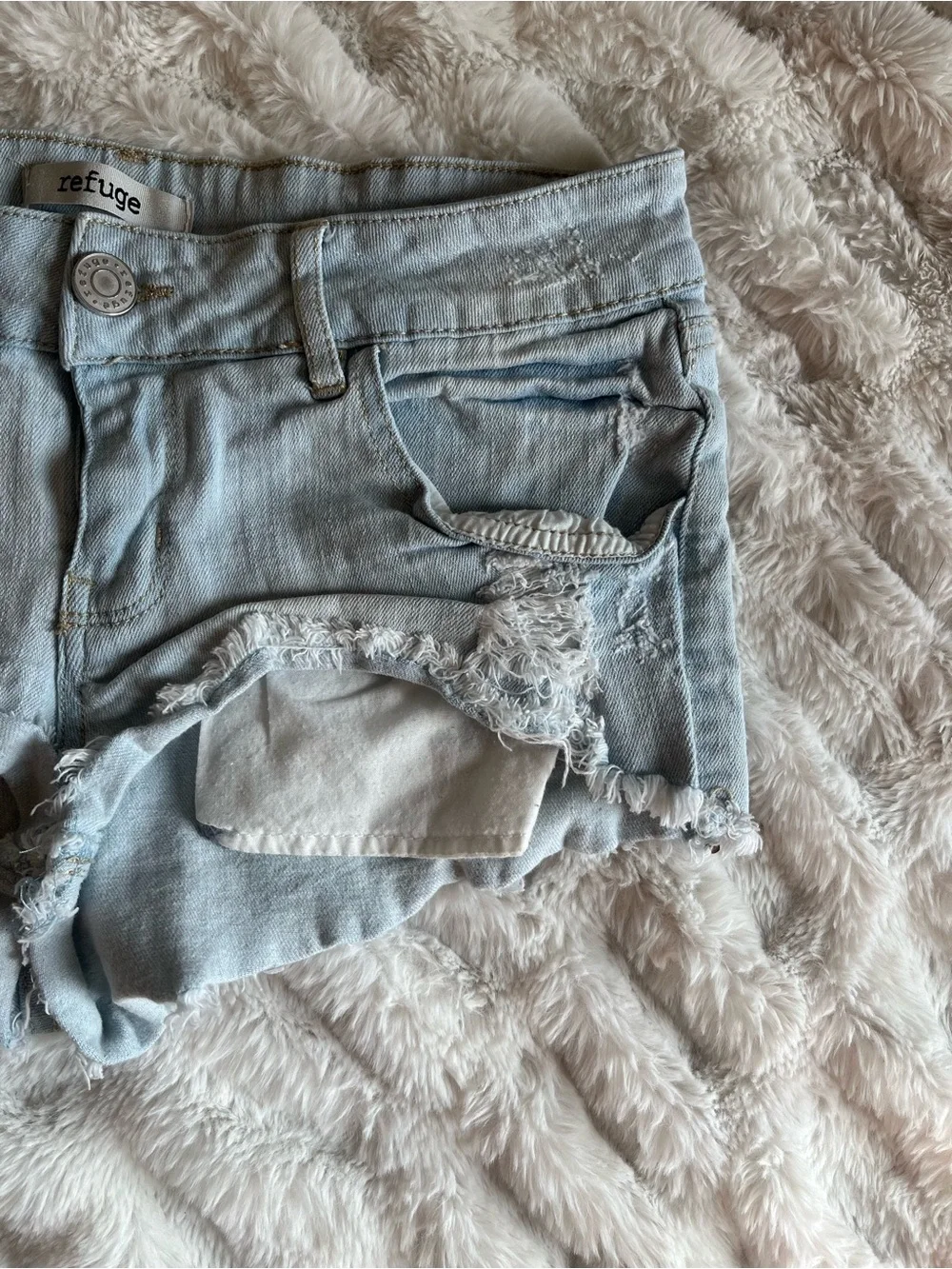refuge Light Wash Distressed Denim Cutoff Shorts